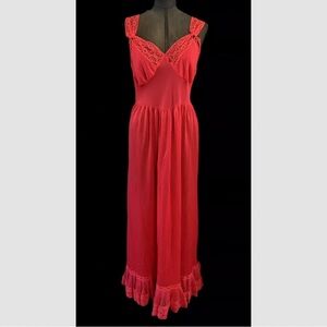 Vintage Gotham Gold Stripe 36 Nightgown Red